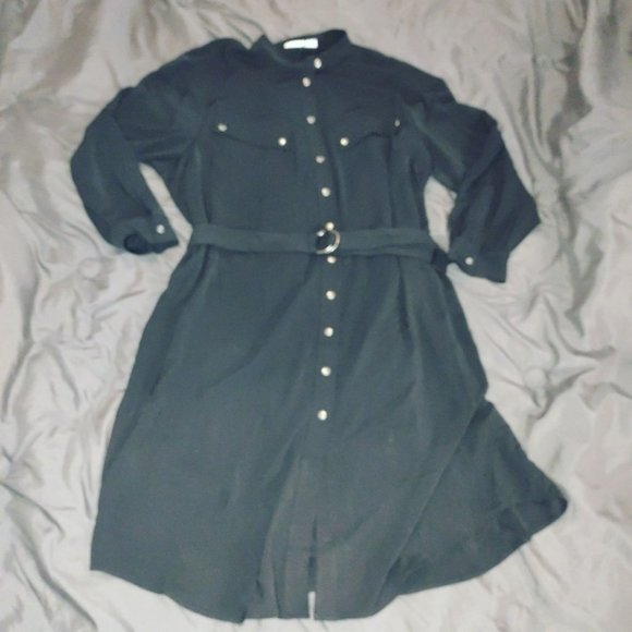 Rebecca Minkoff Womens Shirt Dress 2X‎ Black Belted Utility Button Up Stitch Fix - Picture 1 of 11
